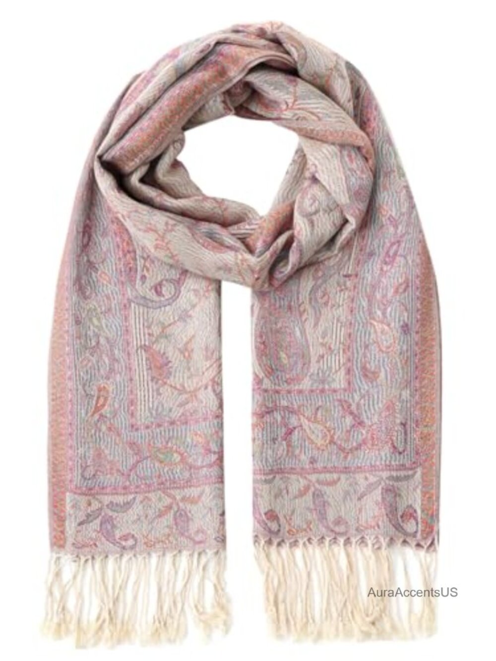 Soft Silky Pashmina Scarf Paisley Shawl Wrap Fringes Reversible